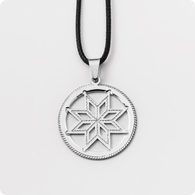 Оберег Алатырь из серебра в круге